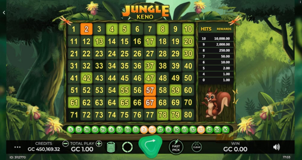 jungle keno at sweep las vegas